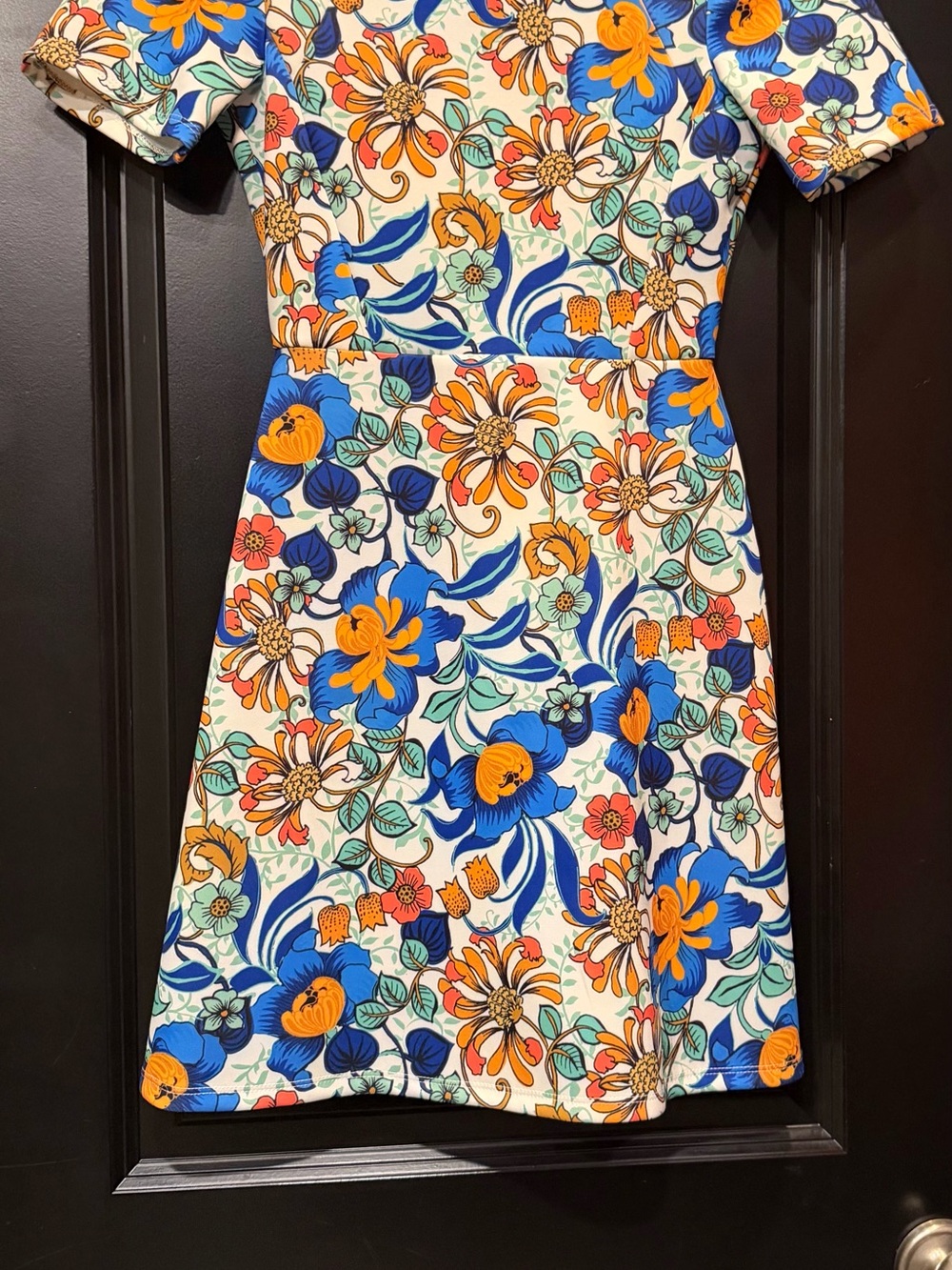 ASOS Women’s Floral Fit & Flare Dress in Blue, Orange, Cream
